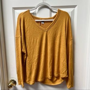Mustard V-Neck Long Sleeve